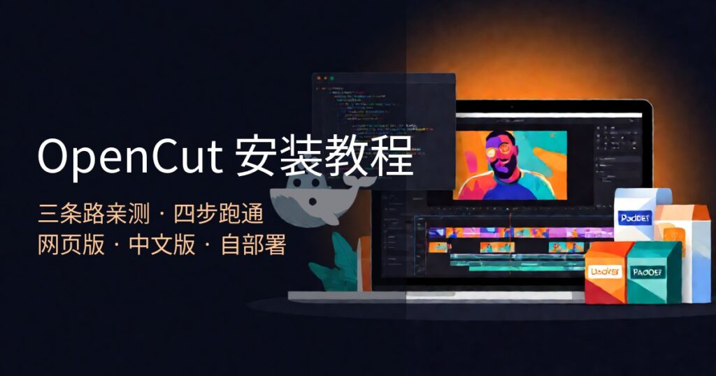 OpenCut安装教程:网页版、中文绿色版、源码自部署全走通