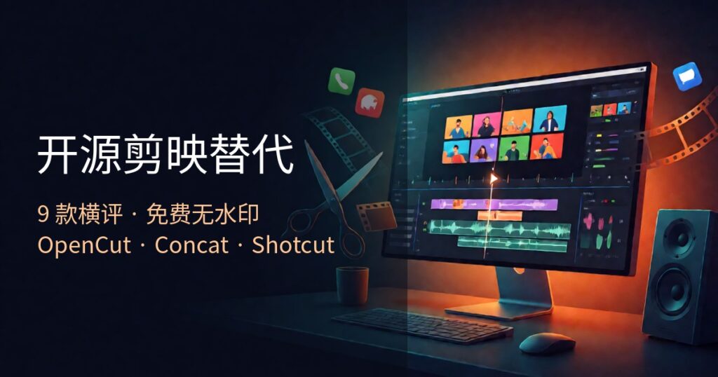 9款开源剪映替代横评:OpenCut、Concat、Shotcut谁最值得装