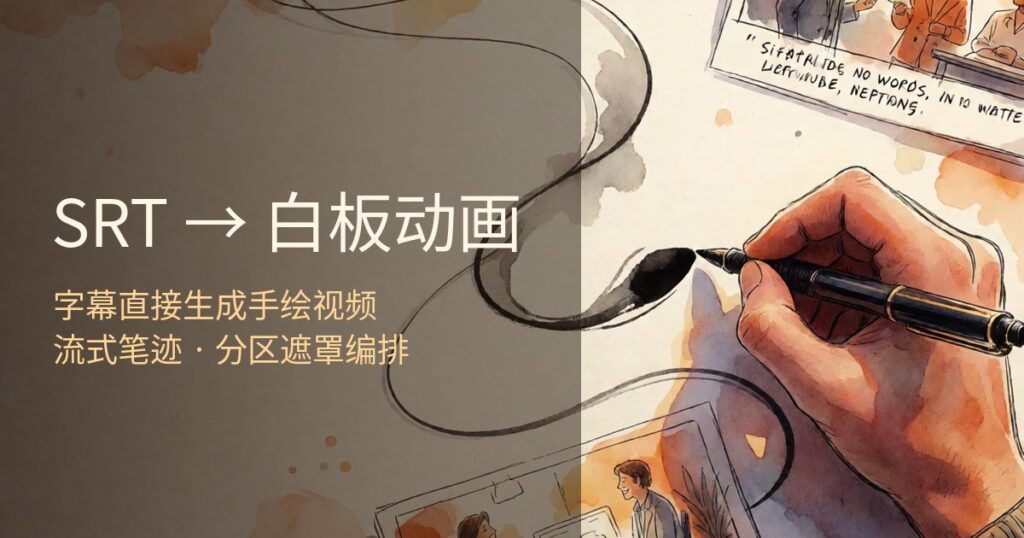 SRT字幕转白板手绘动画:geeklee开源Skill,知识视频直接生成